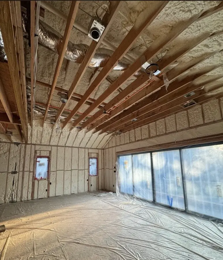 Interior walls and ceiling insulated with spray foam during new construction in Orange Park